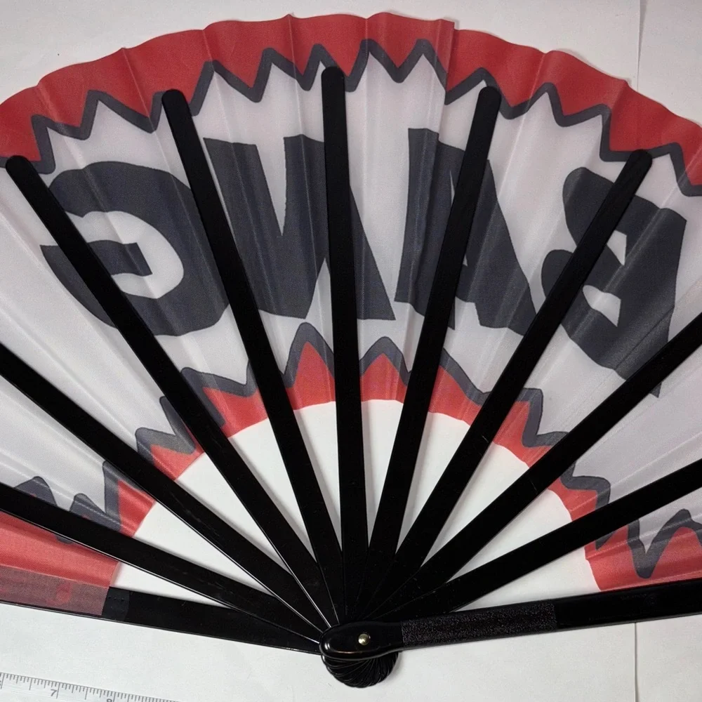Red and Black Party Fan with 'BANG' Design
